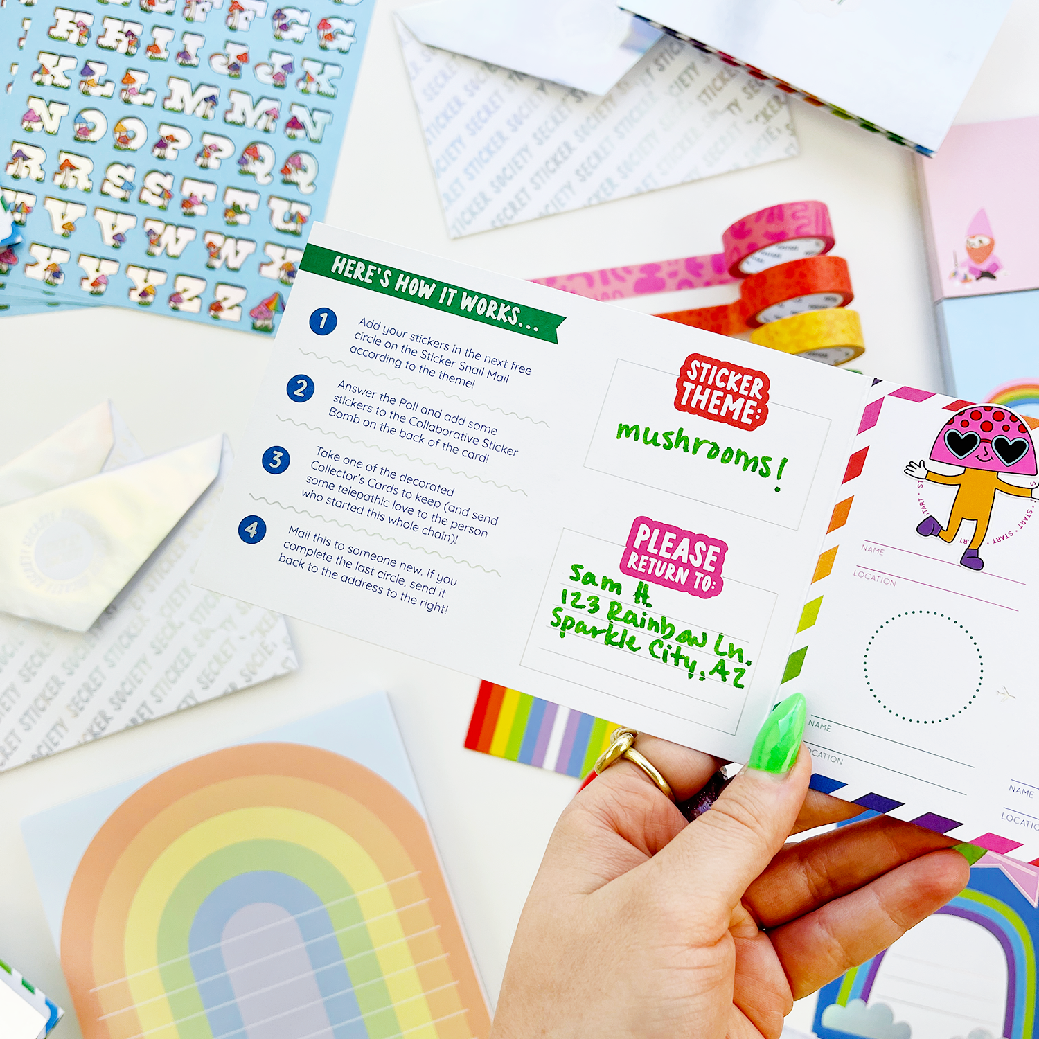 Rainbow Traveling Sticker Mail Pack (6ct)