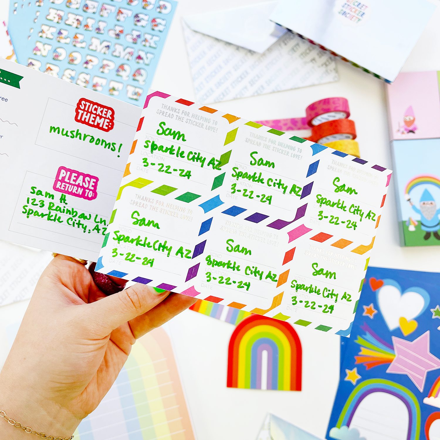 Rainbow Traveling Sticker Mail Pack (6ct)