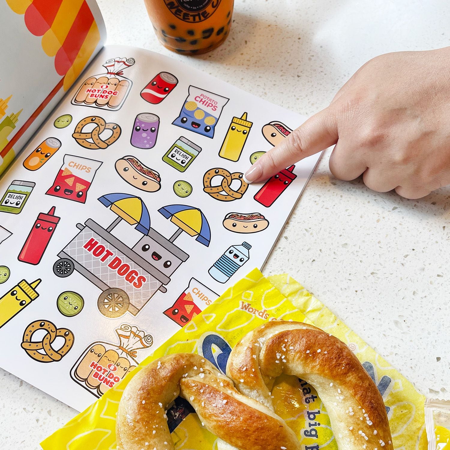 Draw-Along Food Sticker Book