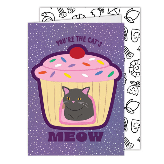 You're The Cat's Meow Cupcake Big Puffy Greeting Card